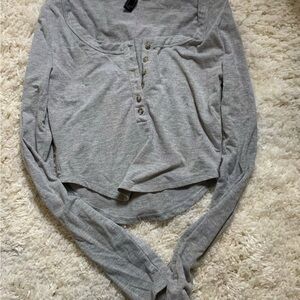 Gray Women's Long Sleeve Crop Top